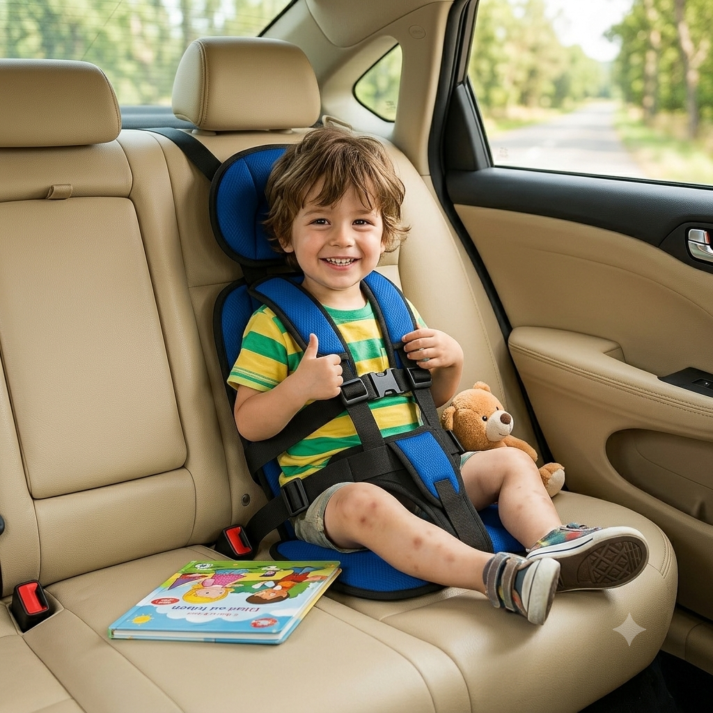 Portable Child Booster Seat with Safety Belt for Travel
