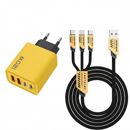 120W Fast Charging USB Hub with 4 Ports