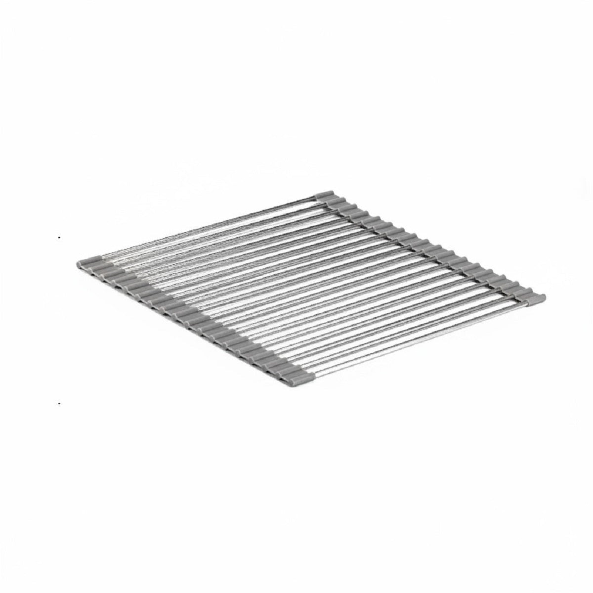 Heat-Resistant Roll-Up Dish Drying Mat with Folding Stainless Steel Rack