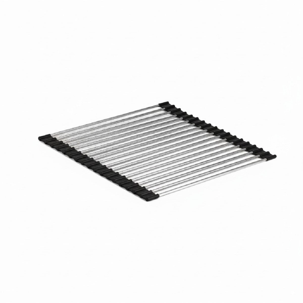 Heat-Resistant Roll-Up Dish Drying Mat with Folding Stainless Steel Rack
