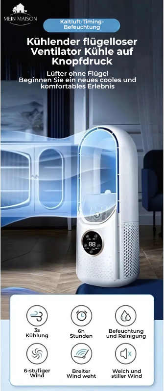 Table Air Cooler with 3-in-1 Cooling and Humidifying – Bladeless, USB & Timer