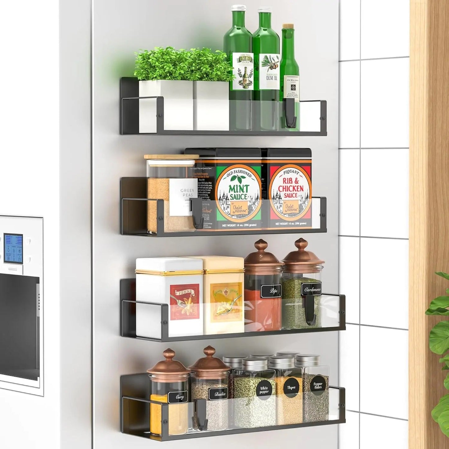 Magnetic Spice Rack Set | 4-Piece, No Tools Required
