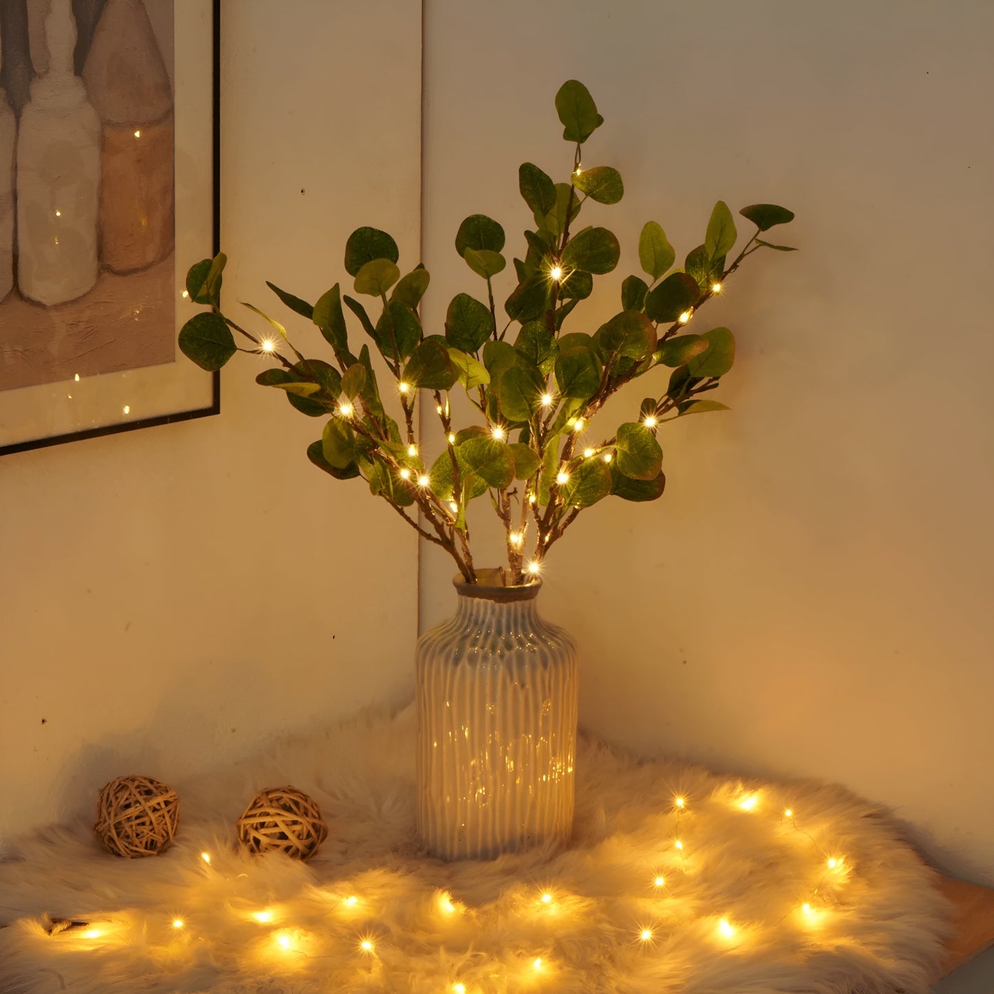 Natural Olive Branch LED Lamp for Ambient Lighting – EverLeaf Light