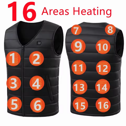 Electric Heating Vest with 16 Rechargeable Heat Zones