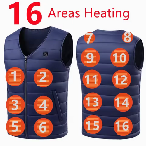 Electric Heating Vest with 16 Rechargeable Heat Zones