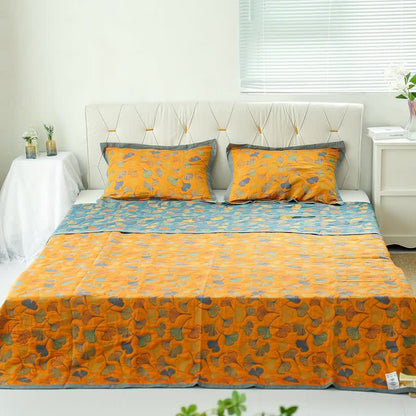 Soft Cotton Pillowcase Set with Ginkgo Leaf Design – 2 Pieces