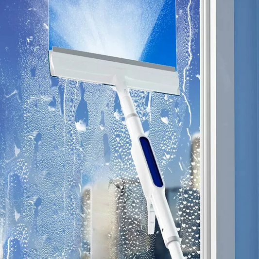3-in-1 Telescopic Handle Window Cleaner with Spray and Rotatable Design