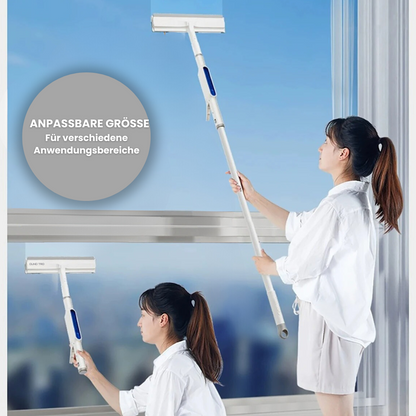 Telescopic Handle Window Cleaner with Spray Function - 3-in-1 Rotating Tool