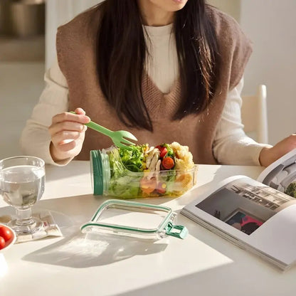 Glass Salad Container with Side Opening and Secure Lid