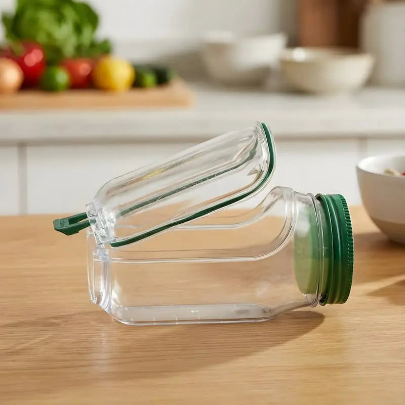 Glass Salad Container with Side Opening and Secure Lid