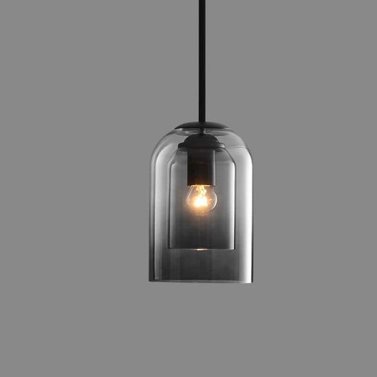 Double Glass Pendant Light in Retro Mid-Century Design