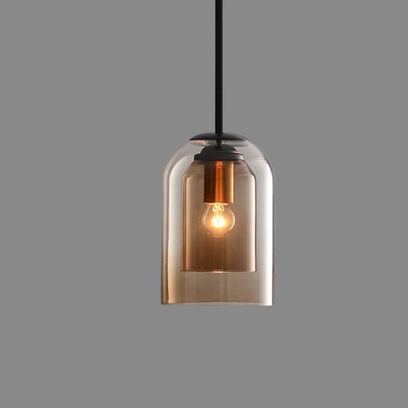Double Glass Pendant Light in Retro Mid-Century Design