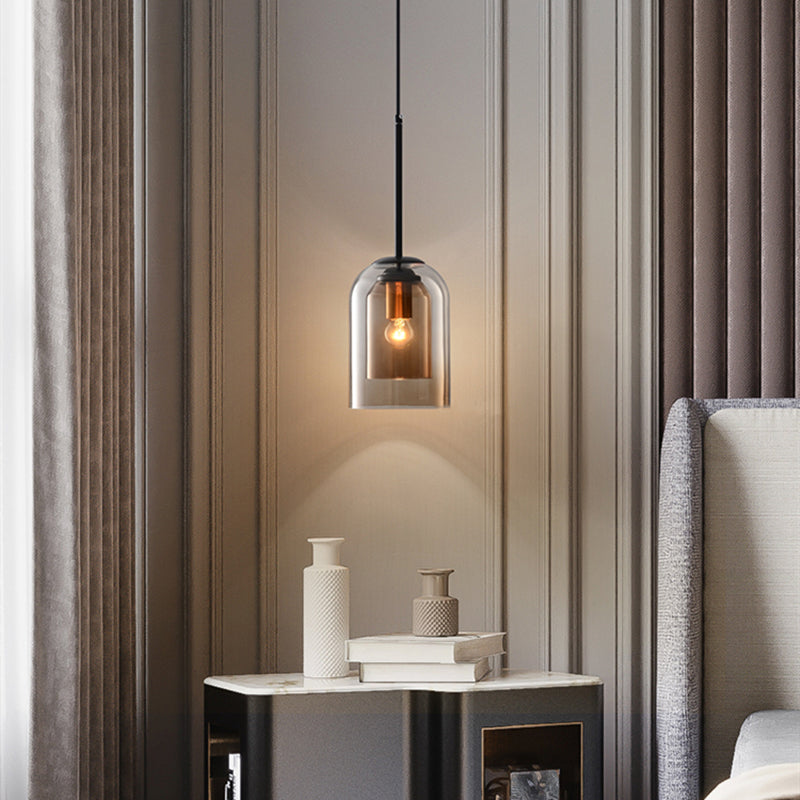 Double Glass Pendant Light in Retro Mid-Century Design