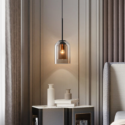 Double Glass Pendant Light in Retro Mid-Century Design