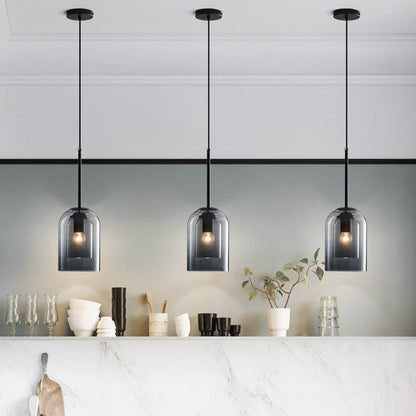 Double Glass Pendant Light in Retro Mid-Century Design