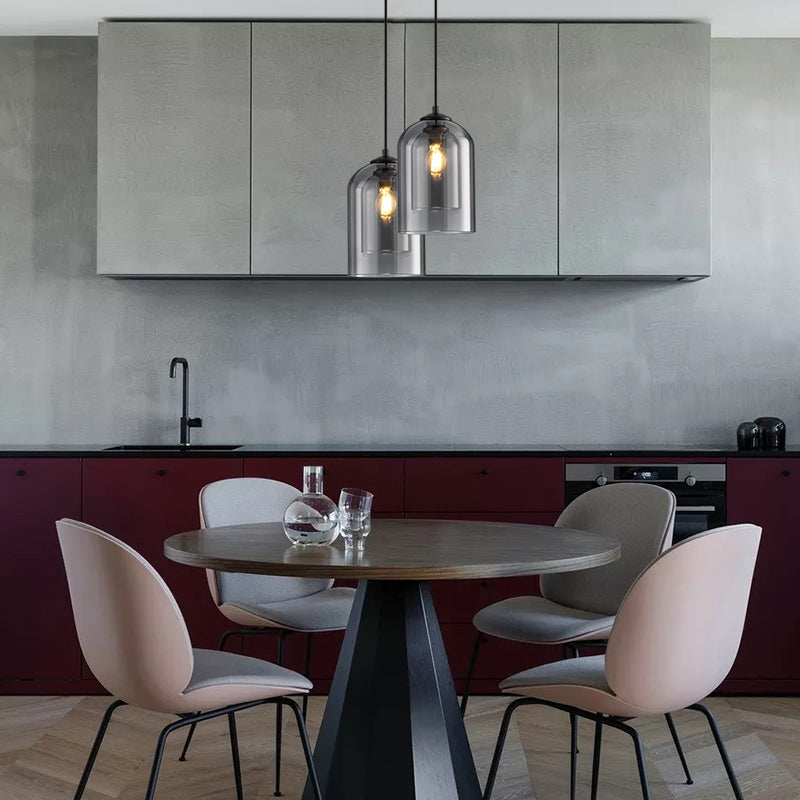 Double Glass Pendant Light in Retro Mid-Century Design