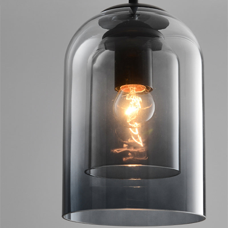 Double Glass Pendant Light in Retro Mid-Century Design