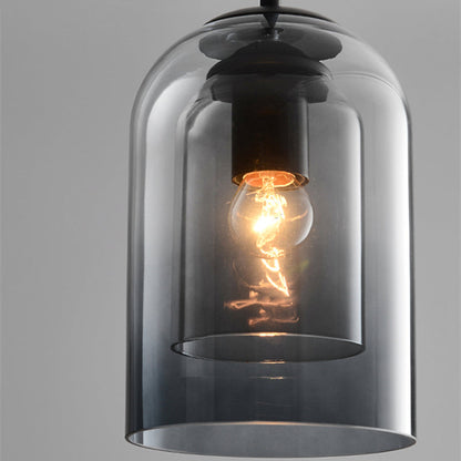 Double Glass Pendant Light in Retro Mid-Century Design