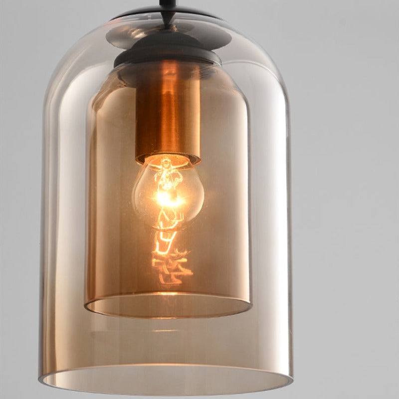 Double Glass Pendant Light in Retro Mid-Century Design