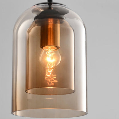 Double Glass Pendant Light in Retro Mid-Century Design
