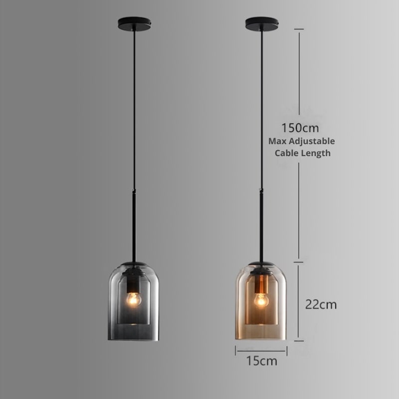 Double Glass Pendant Light in Retro Mid-Century Design