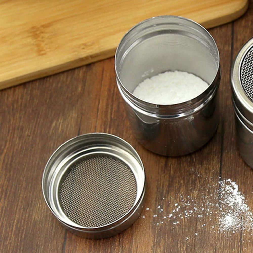 Stainless Steel Powder Shaker for Cocoa and Spices – Silver Whirl Design