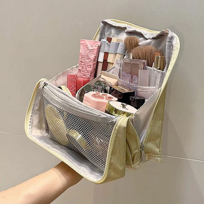 Compact Travel Makeup Organizer with Brush Holder | Waterproof & Leakproof