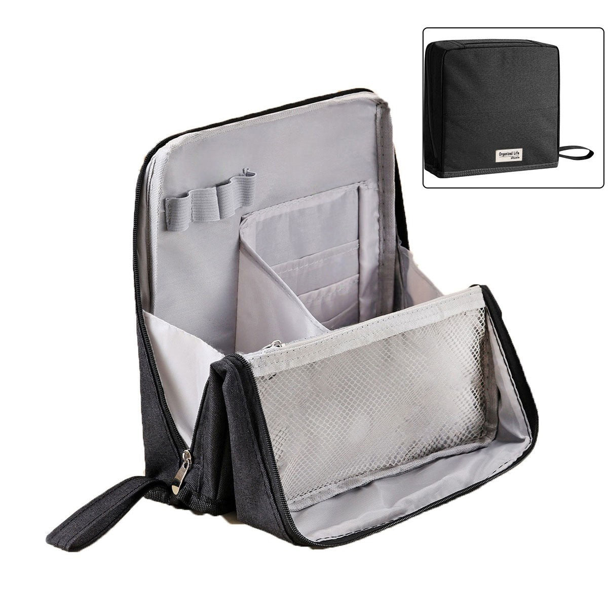 Compact Travel Makeup Organizer with Brush Holder | Waterproof & Leakproof