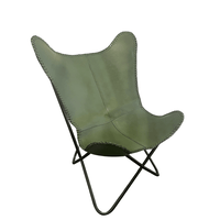 Green Leather - Black Frame