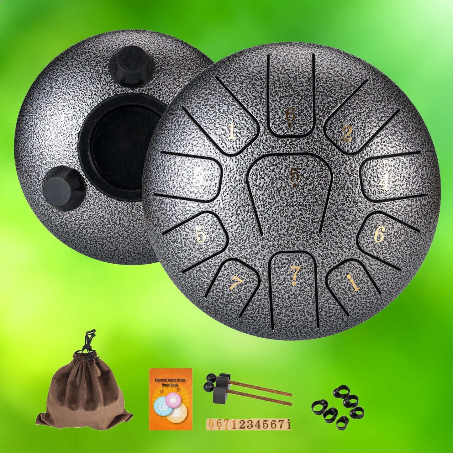 6-Inch Steel Tongue Drum with 11 Musical Notes