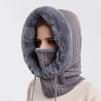Luxurious Cashmere Knit Hat and Mask Set for Winter