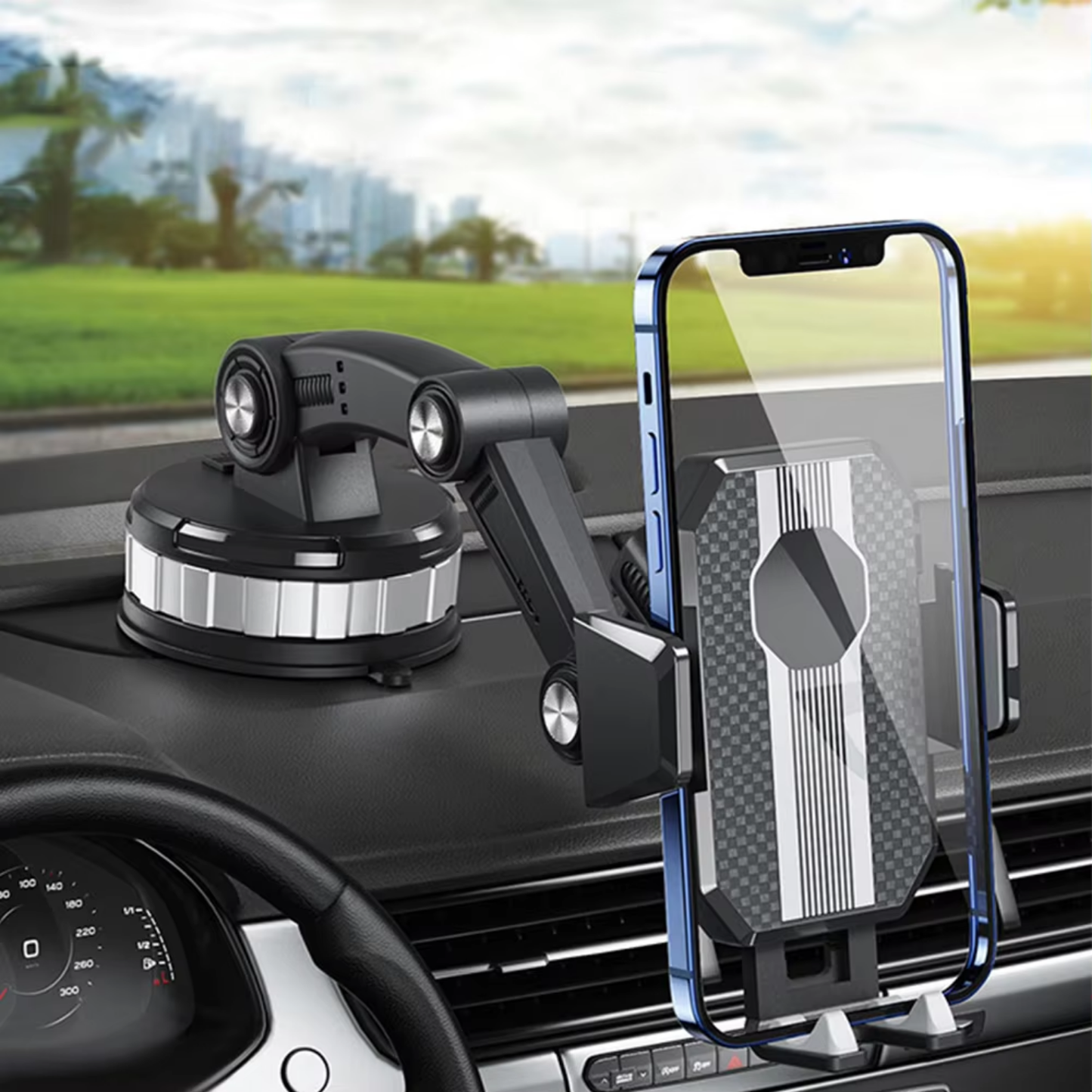 Universal Smartphone Holder for Dashboard and Windshield Installation