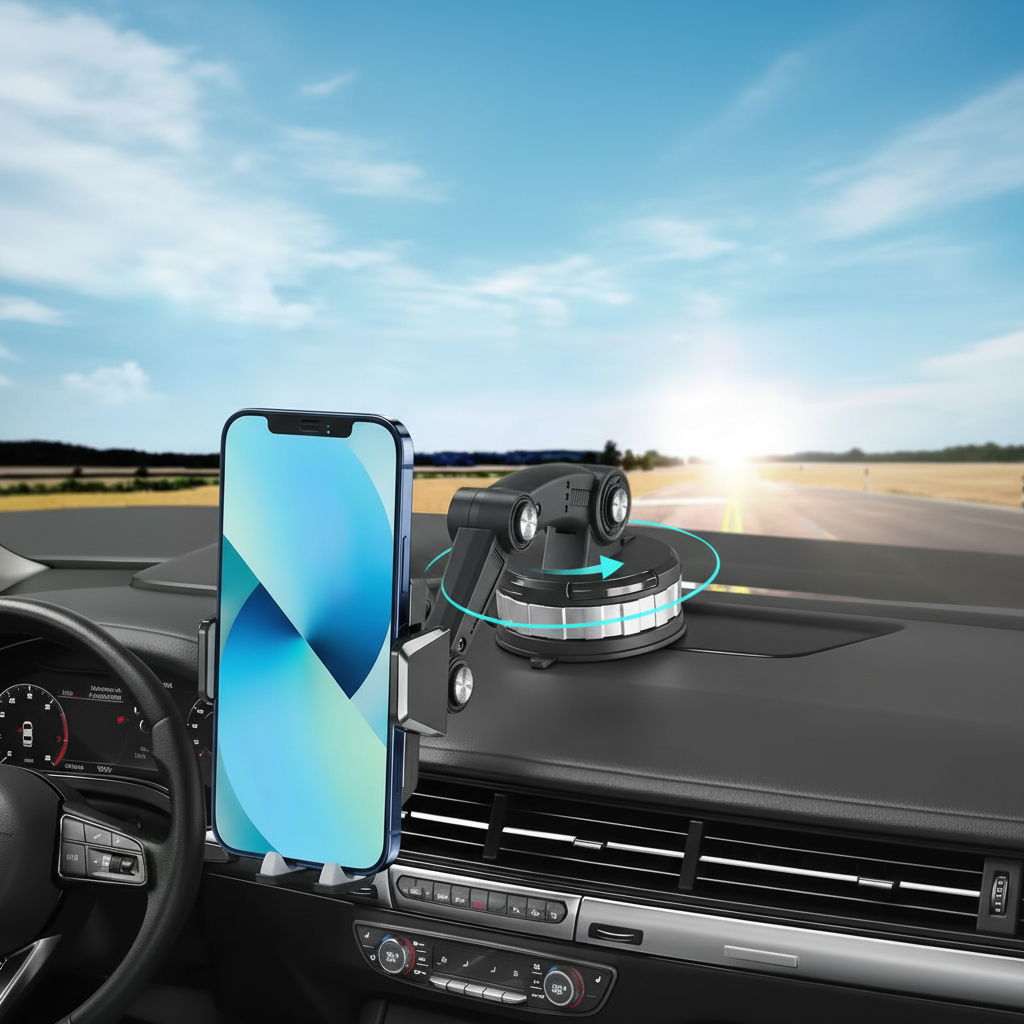 Universal Smartphone Holder for Dashboard and Windshield Installation