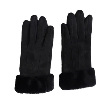 Warm Furry Full Finger Gloves for Women with Touchscreen Feature