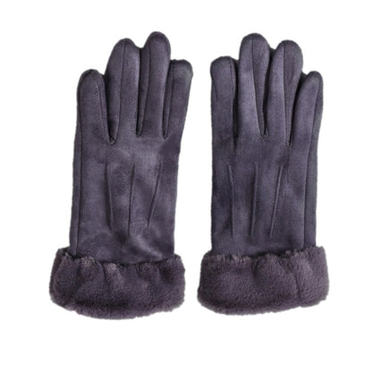 Warm Furry Full Finger Gloves for Women with Touchscreen Feature