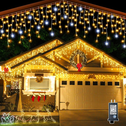 WinterGlow LED Christmas Curtain – Weatherproof Warm White Light Display