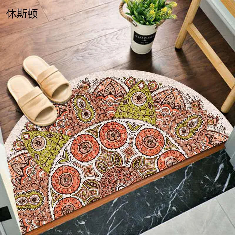 Non-Slip Semicircular Doormat in Bohemian Style