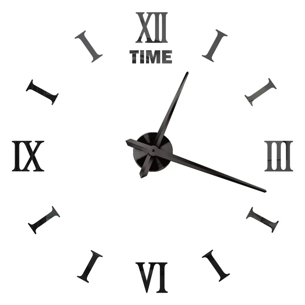 DIY 3D Mirrored Acrylic Wall Clock - Self-Adhesive Home Decor for Kitchen and Living Room
