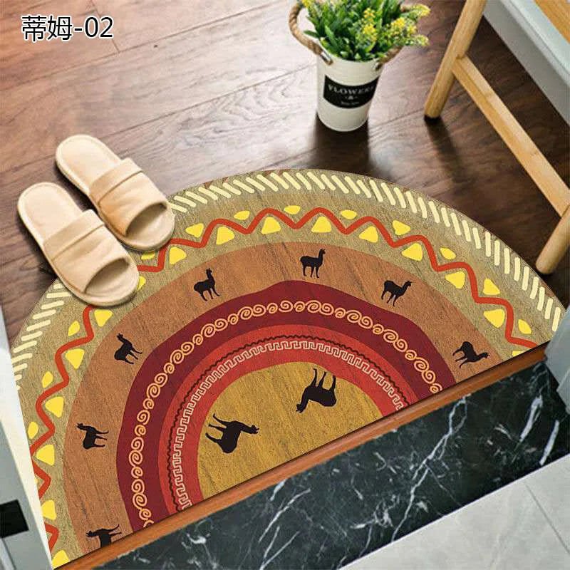 Non-Slip Semicircular Doormat in Bohemian Style