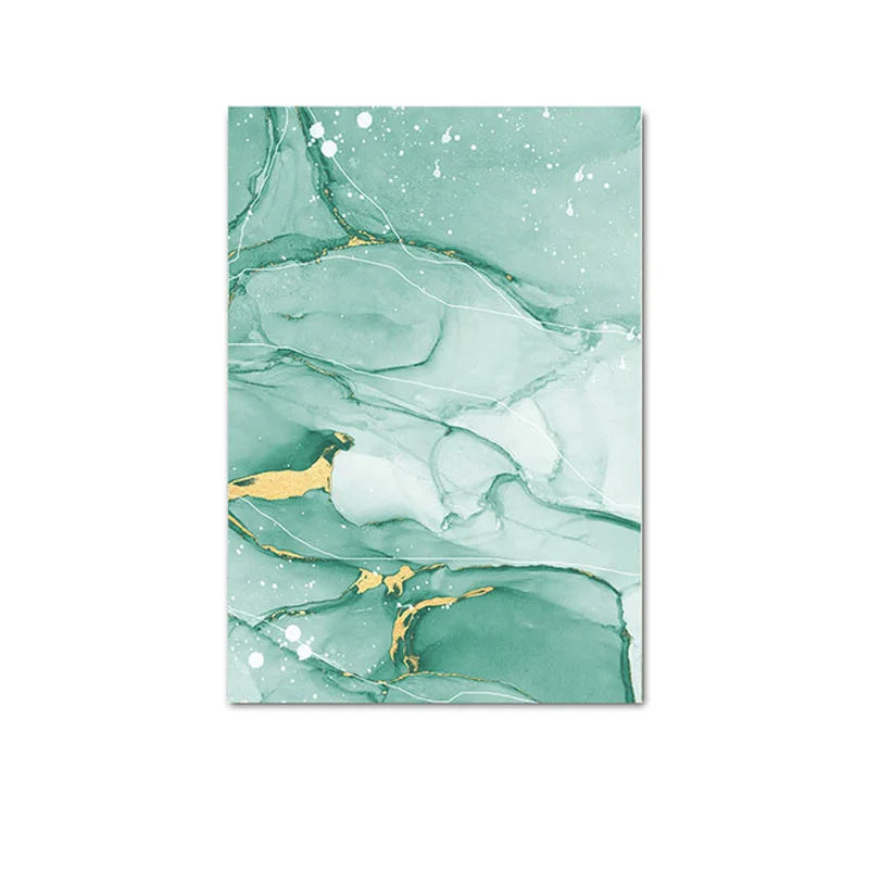 Elegant Green and Gold Marble Canvas Art for Modern Spaces