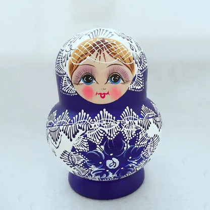 Set of 10 Wooden Russian Nesting Dolls - Matryoshka Dolls