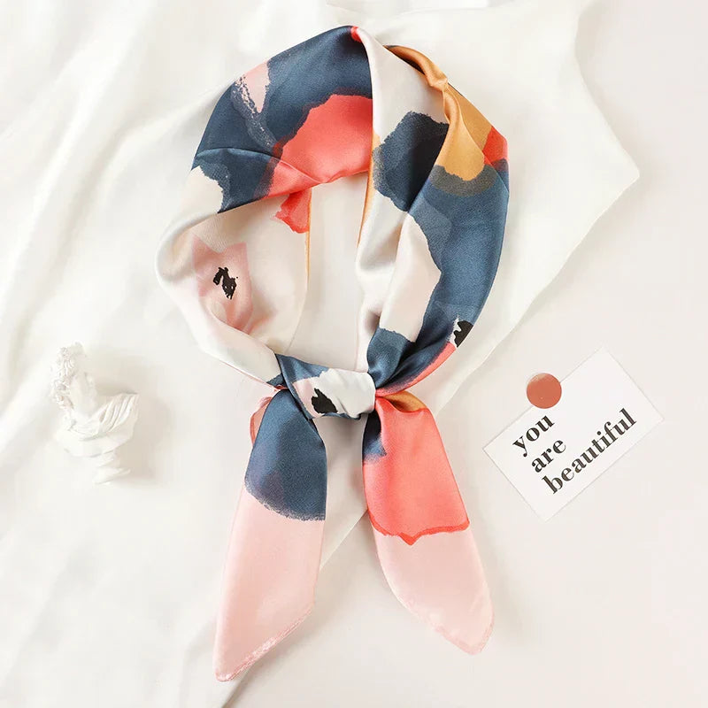 Silk Checkered Scarf with Charm