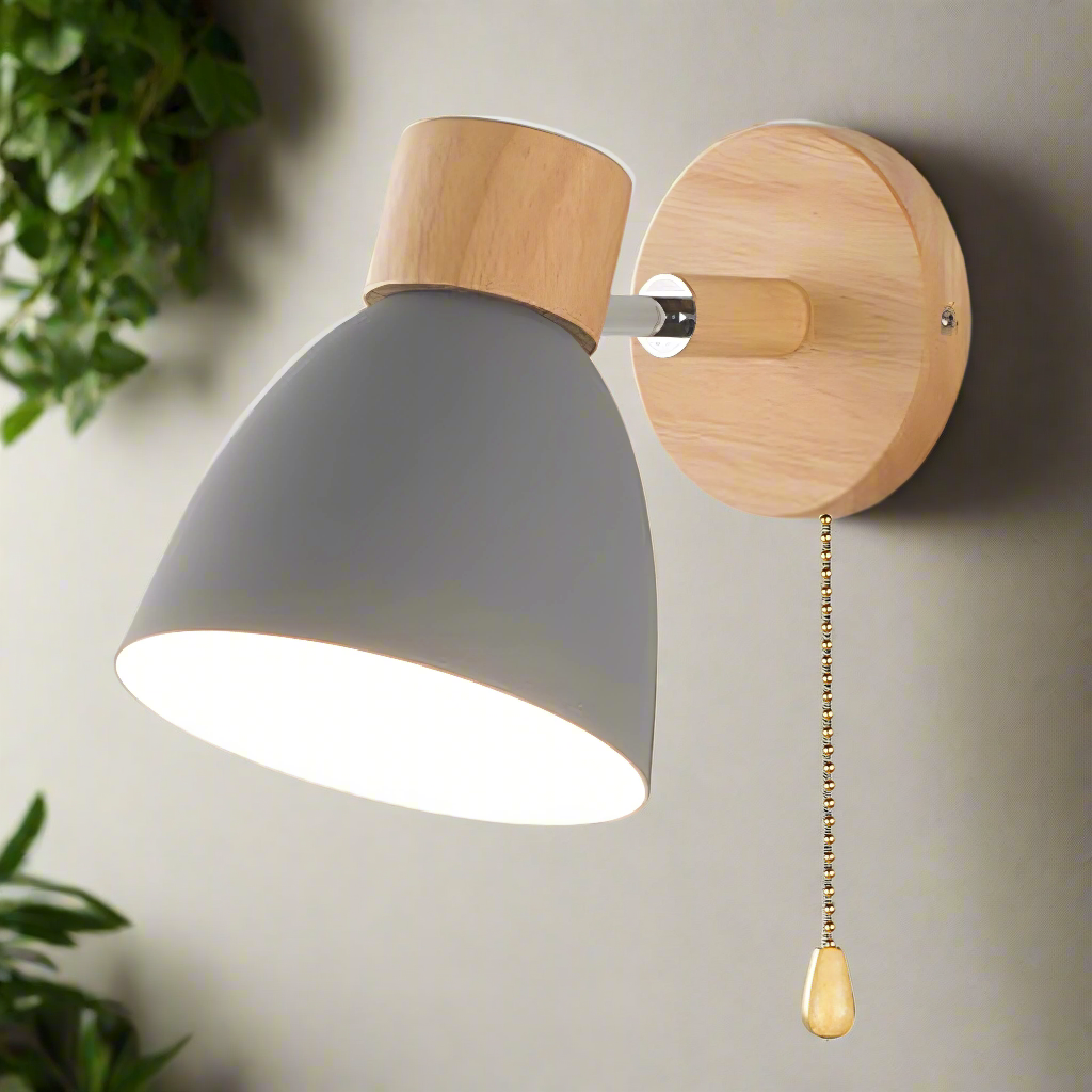 Wall Light in Scandinavian Design with Pull Switch Feature
