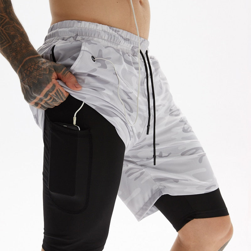 Dual-Function Quick-Dry Athletic Shorts