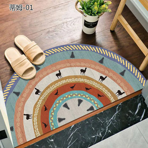 Non-Slip Semicircular Doormat in Bohemian Style