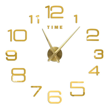 DIY 3D Mirrored Acrylic Wall Clock - Self-Adhesive Home Decor for Kitchen and Living Room