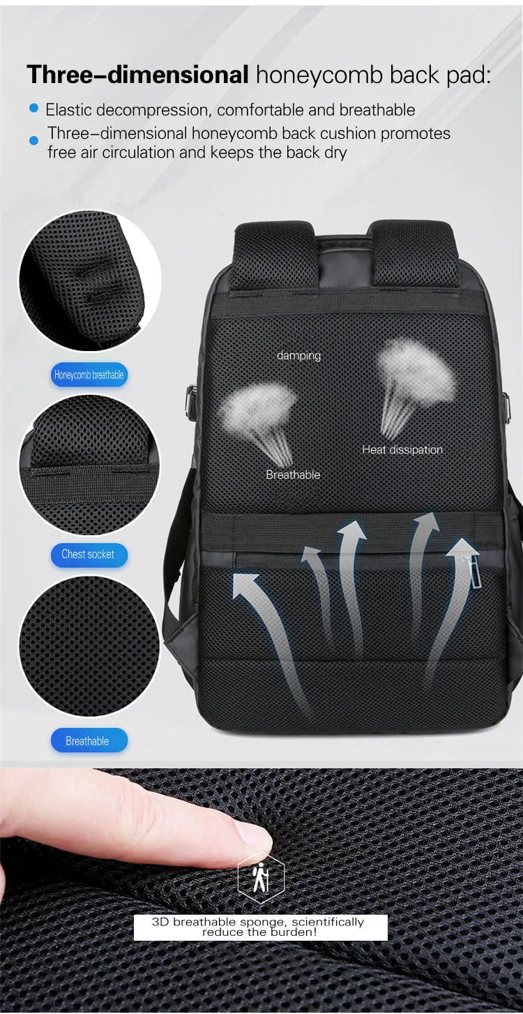 Large 17-Inch Waterproof Laptop Backpack with USB Charging