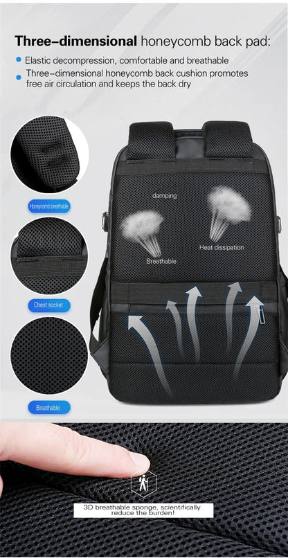 Large 17-Inch Waterproof Laptop Backpack with USB Charging