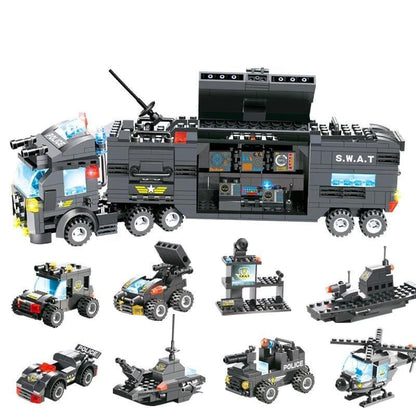 8-in-1 SWAT Police Truck Station Building Blocks Set - Gift for Children