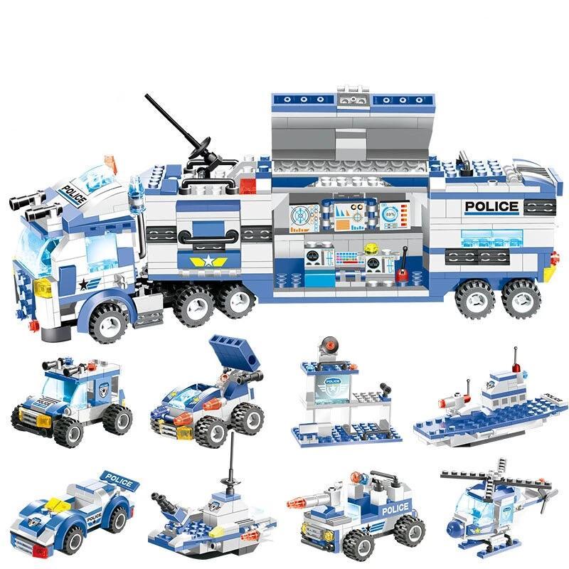 8-in-1 SWAT Police Truck Station Building Blocks Set - Gift for Children